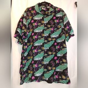 Review By Baxter Men's Classic Car S/S 100% Rayon Button Down Shirt SZ XL